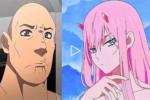 The Rock reacts to Anime Characters : (the rock eyebrow raise)