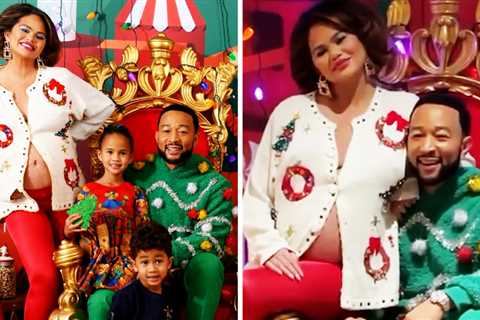 Chrissy Teigen Shows Off Baby Bump in Family Christmas Photo With John Legend | Billboard News