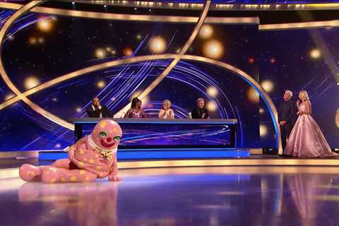 Dancing on Ice descends into chaos as Mr Blobby crashes into a cameraman and pulls Oti Mabuse’s hair