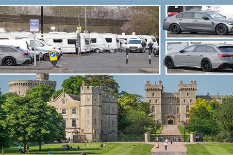 Travellers with £130k Audi & Mercs set up camp next to royals at Windsor Castle as Rishi Sunak..