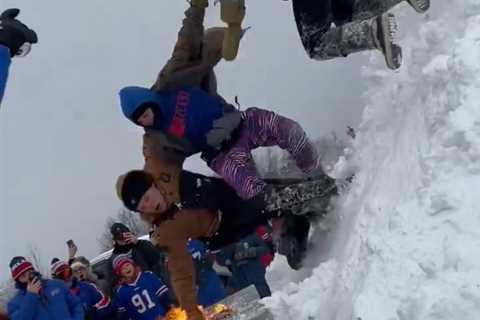 Snow doesn’t stop Bills Mafia from jumping through flaming table before playoff game
