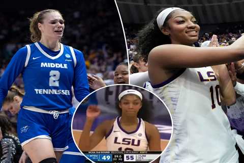 Angel Reese waves goodbye to Middle Tennessee player who fouled out of LSU’s March Madness win