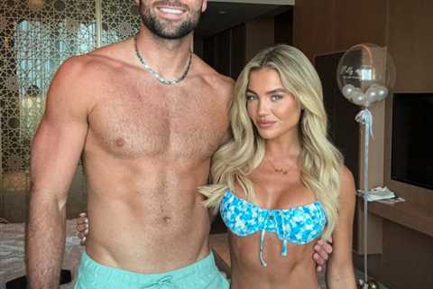 Love Island champions Molly Smith and Tom Clare flaunt their figures in matching swimwear on Dubai..