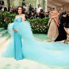 Lea Michele Cradles Baby Bump in Turquoise Gown at 2024 Met Gala