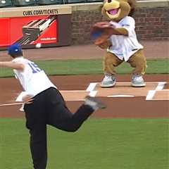 Zach Edey’s wildly off-target first pitch left Cubs mascot stunned