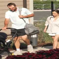 Scottie Scheffler in full dad mode as he arrives at Travelers Championship with wife Meredith and..