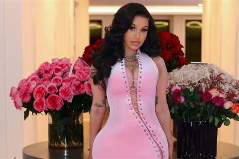 Cardi B Celebrated Her Birthday in a Pink Custom JAGNE Dress with Jimmy Choo Heels and Erin Fader..