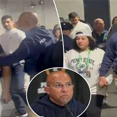 James Franklin has emotional moment with his daughter as upset Nick Singleton storms out of locker..