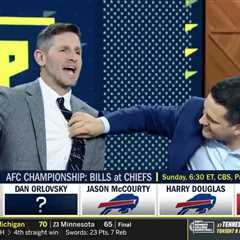 Adam Schefter unbuttons Dan Orlovsky’s shirt on live TV: ‘Be a man’