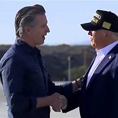 Trump Lands in L.A. for Tour of Wildfire Damage, Shakes Gov. Gavin Newsom's Hand