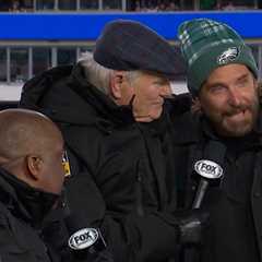 Bradley Cooper Stops by Fox NFL Pregame Set, Hugs Former Costar Terry Bradshaw