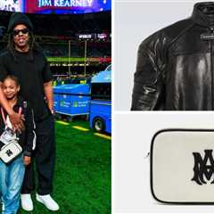 Jay-Z Attended the Superbowl in an All-Black Look with Blue Ivy in a Black Balenciaga Leather..