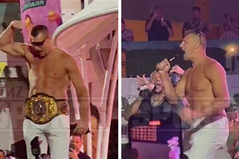 Rob Gronkowski Puts Chiseled Bod On Display During Wild WrestleMania Party