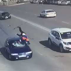 Speeding Car Hits Pedestrian, Sends Man Flying Into the Air, on Video
