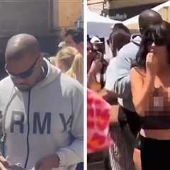 Bianca Censori Wears See-Through Top, Grabs Ice Cream with Kanye West