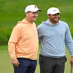 Scottie Scheffler couldn’t contain himself after Peyton Manning’s tee shot struck house