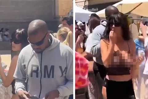 Bianca Censori Wears See-Through Top, Grabs Ice Cream with Kanye West