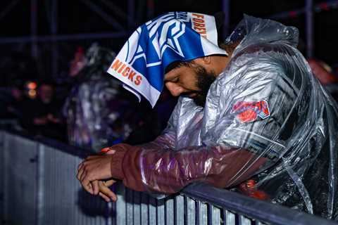 Knicks fans washed out after dreadful Game 2 loss to Pacers, dreary weather at Central Park watch..