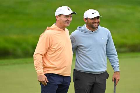 Scottie Scheffler couldn’t contain himself after Peyton Manning’s tee shot struck house