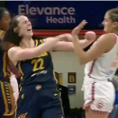 Caitlin Clark knocked to ground in technical-filled shoving match between Sun-Fever