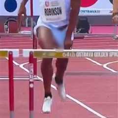 American sprinter Chris Robinson suffers shocking wardrobe malfunction — and still wins the race