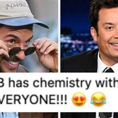 The Internet Is Completely Unstable After Jimmy Fallon And Jonathan Bailey Almost Kissed In Their..