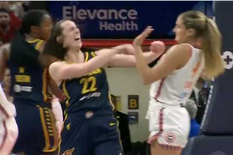 Caitlin Clark knocked to ground in technical-filled shoving match between Sun-Fever