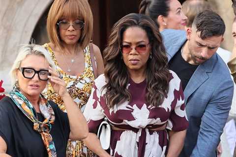 Oprah Winfrey and Gayle King Serve Elegant Style in Burgundy Printed Valentino and Chain Print..