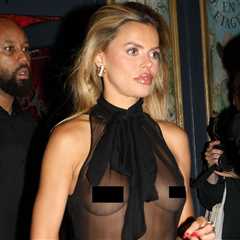 Brooks Nader Wearing See-Through Top in Paris