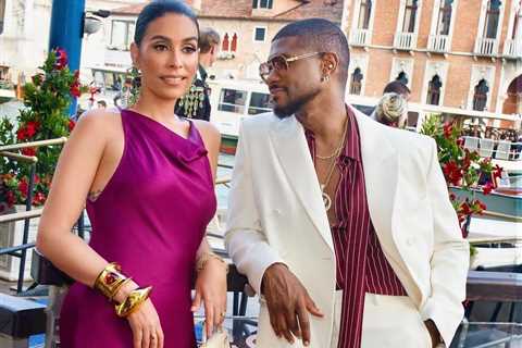 Usher and Jennifer Raymond Sizzle in Style in Venice Wearing Berry Lapointe, Striped YSL, Gucci,..