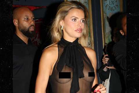 Brooks Nader Wearing See-Through Top in Paris
