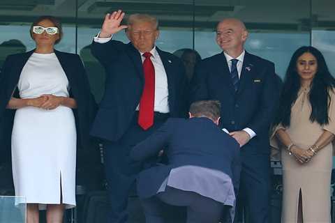 President Trump and first lady Melania arrive at MetLife Stadium to huge applause for FIFA Club..