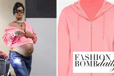 Rihanna Sported a Cherry Pink Savage X Fenty Hoodie with Blue Jeans and Timberland Boots