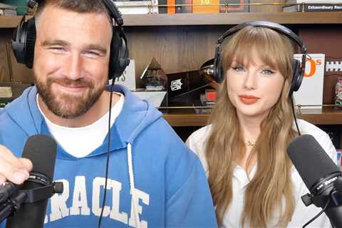 Taylor Swift And Travis Kelce Get Handsy On 'New Heights' Podcast