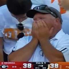 Fan playing hooky goes viral for animated reactions caught by jumbotron during Tennessee-Georgia..