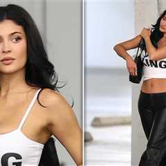 Kylie Jenner Stuns In Leather Pants, Crop Top