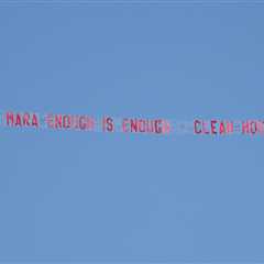 Two planes with messages for John Mara fly over MetLife Stadium before Giants-49ers game
