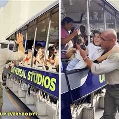 The Rock Surprises Fans at Universal Studios While Shooting 'Jumanji 3'