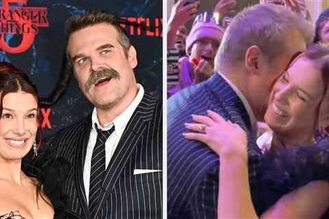David Harbour And Millie Bobby Brown Hugged And Posed Together At The “Stranger Things” Premiere..