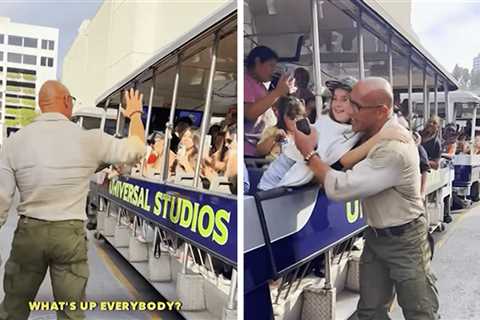 The Rock Surprises Fans at Universal Studios While Shooting 'Jumanji 3'