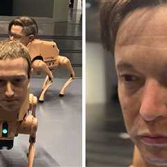 Robot Dogs Wear Lifelike Musk, Zuckerberg Masks While Pooping Pictures