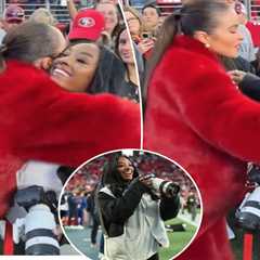 Simone Biles, Olivia Culpo get chummy before Niners vs. Bears game