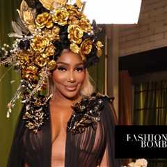 Nene Leakes Turns Heads in Michael Costello Black Sheer Gown and Laurel DeWitt Headwear on Bravo’s..