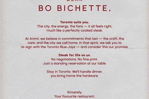 Toronto steakhouse offering Bo Bichette free food for life — with one big catch