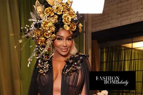 Nene Leakes Turns Heads in Michael Costello Black Sheer Gown and Laurel DeWitt Headwear on Bravo’s..