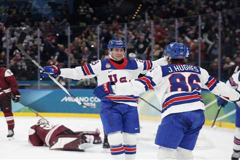 US men’s hockey overcomes slow start to beat Latvia in 2026 Olympics opener
