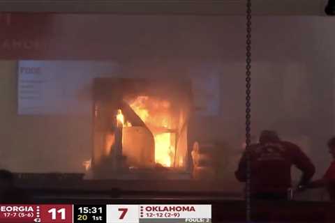 Popcorn machine catches fire, causes delay in scary Oklahoma-Georgia scene