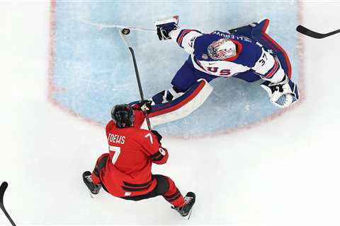 Connor Hellebuyck’s miraculous save on Devon Toews rescued USA in gold-medal win