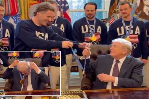 Trump welcomes US men’s Olympic hockey team to White House after gold-medal victory