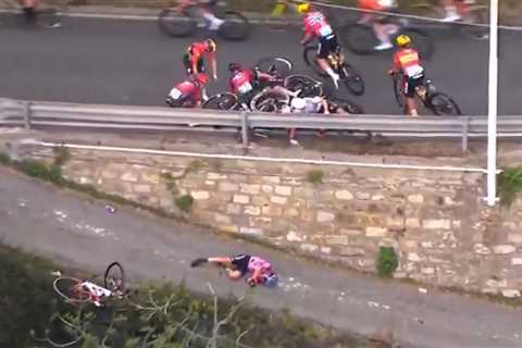 Cyclist falls hard over guardrail in terrifying crash that left her hospitalized